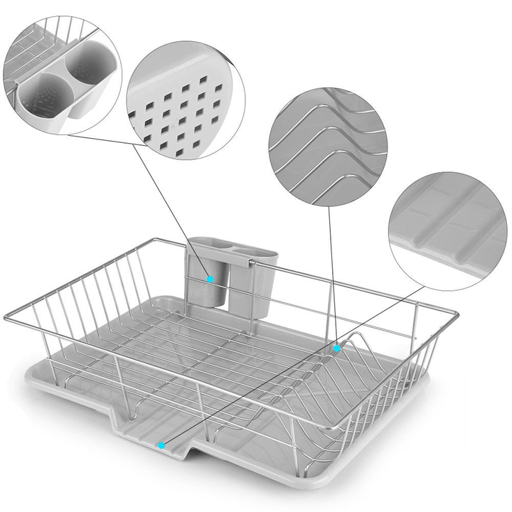 Stainless Steel Dish Rack Utensils Holder Side Drainer Drying Tray Drain Shelf - MRSLM