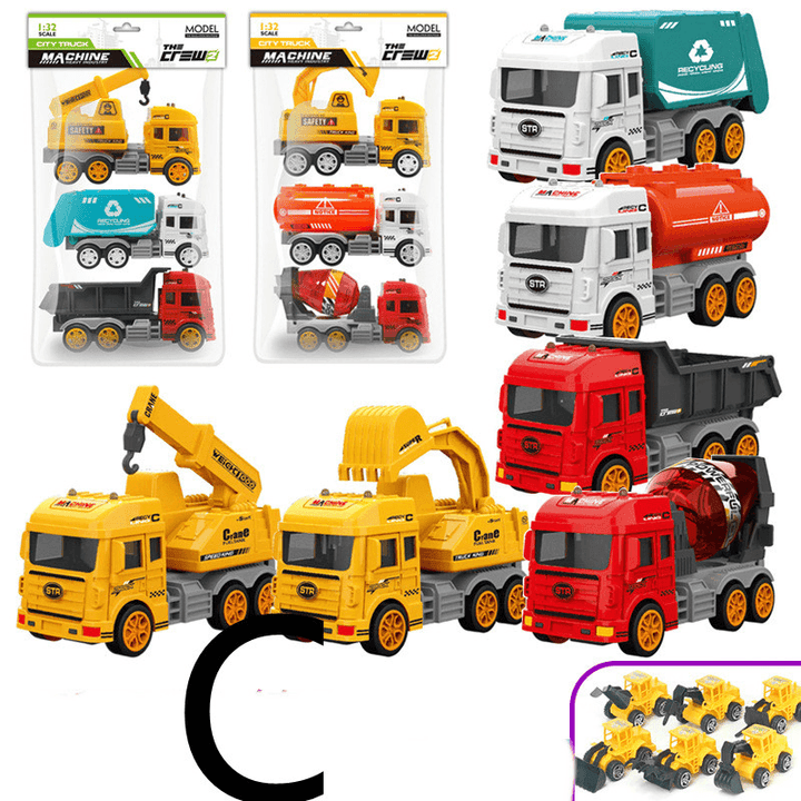 Children'S Car Toy Inertial Crane Excavator Truck Fire Truck Set - MRSLM