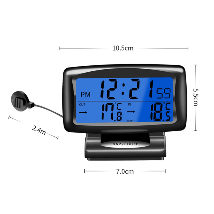 Portable 2 in 1 Car Auto Thermometer Clock Calendar LCD Display Screen with LCD Digital Display - MRSLM