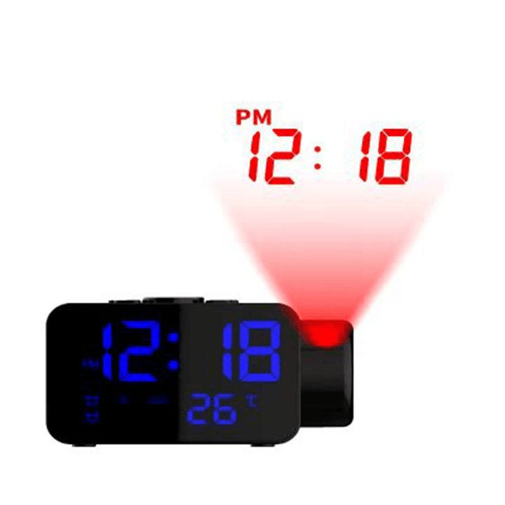 Projection Dual Alarm Digital Clock FM Radio with Full Range Brightness Dimmer Alarm Clock for Home Bedroom Decoration Clock - MRSLM