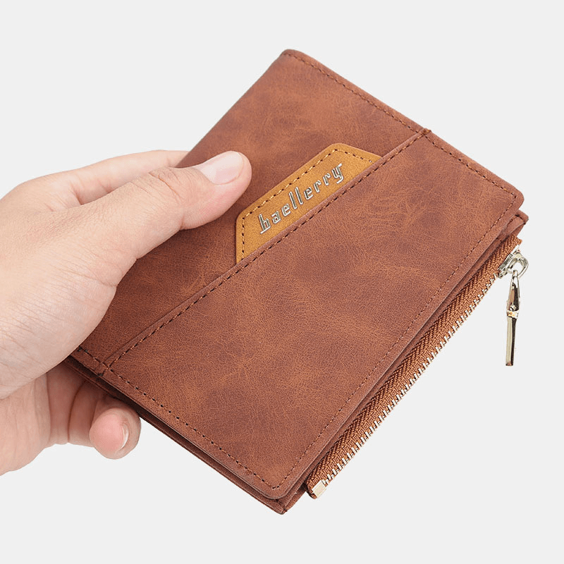 Men PU Leather Multi-Card Slot Casual Thin Money Clip Card Holder Wallet - MRSLM