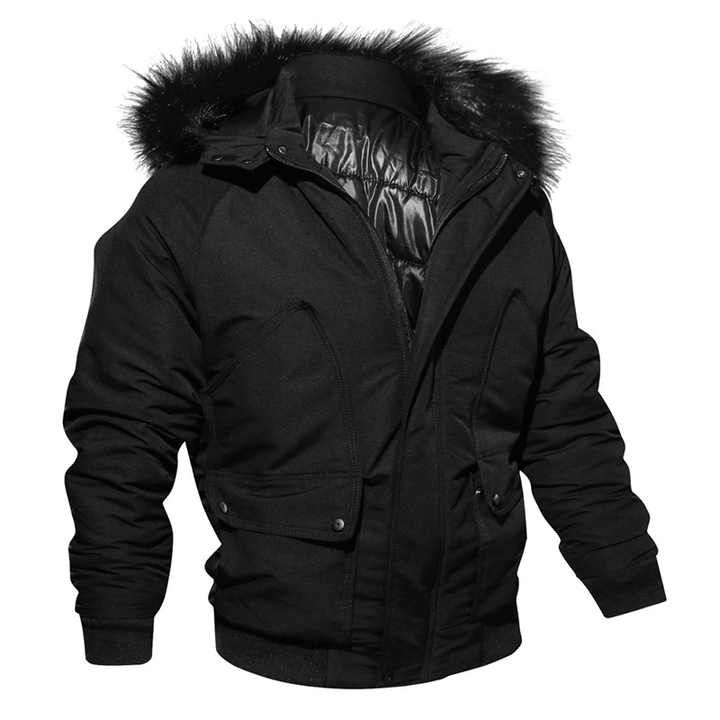 Mens Winter Thick Big Pocket Windproof Outdoor Hooded Jacket - MRSLM