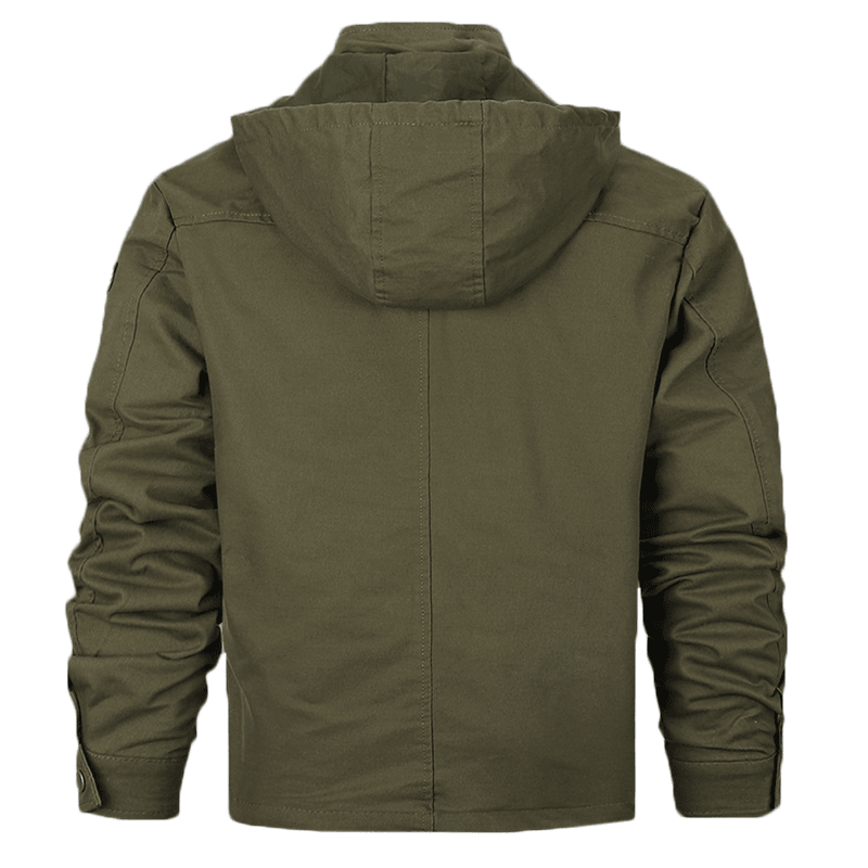 Military Style Multi Pockets Hooded Mens Cotton Jacket - MRSLM