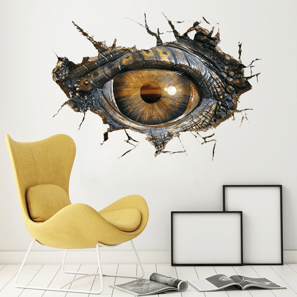 Miico Creative 3D Eye of Dinosaur Broken Wall PVC Removable Home Room Decorative Wall Door Decor Sticker - MRSLM