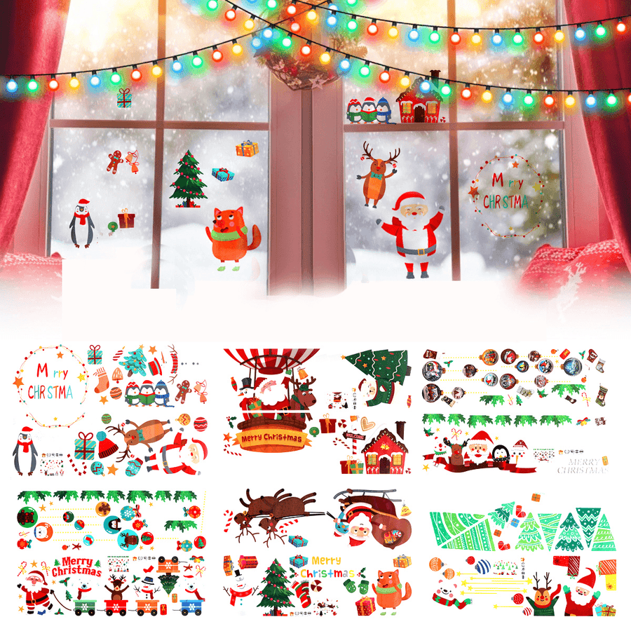 2020 Christmas Decoration Sticker Glass Windows Decals Merry Christmas Home Decoration Wall Stickers Kids Room New Year Wallpaper - MRSLM