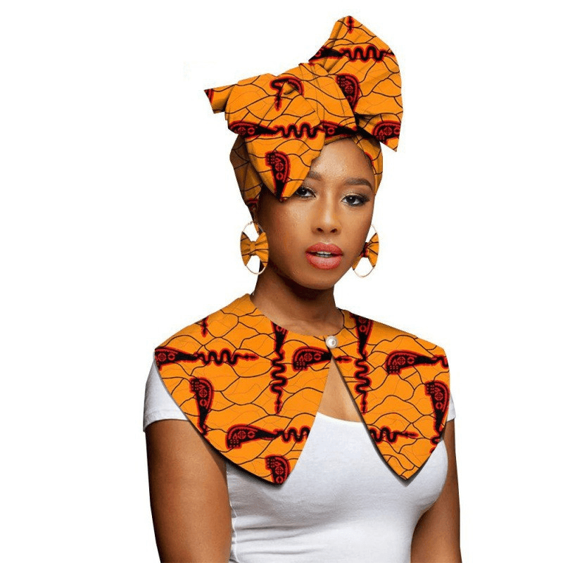 African Printing Batik Cotton Scarf Exaggerated Earrings Shawl African Earrings - MRSLM