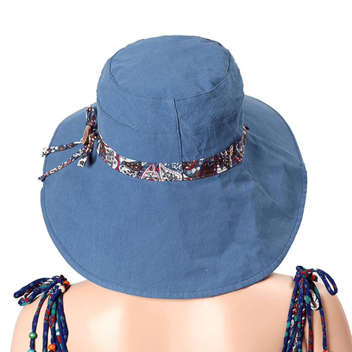 Women Sunscreen Bucket Hat Casual Anti-Uv Wide Brim Double Sided Wear Beach Hat - MRSLM