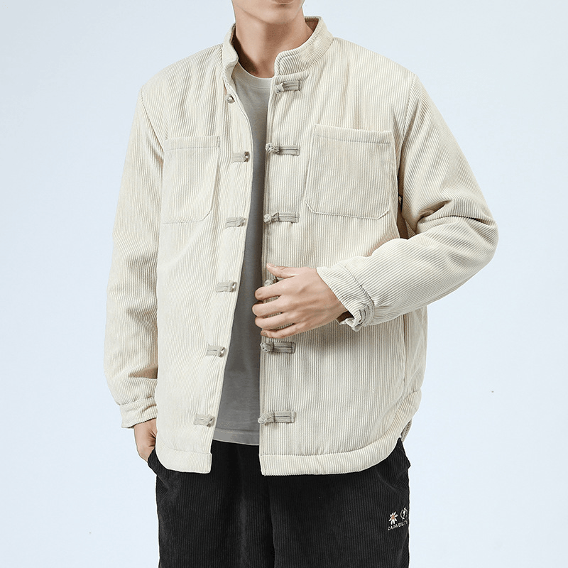 Men'S Casual Cotton-Padded Buckle Top Coat - MRSLM