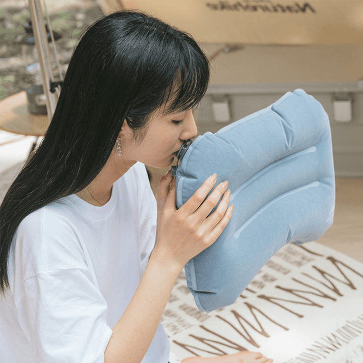 Naturehike TPU Flocked Comfortable Inflatable Pillow Sleep Pillow Lightweight Storage Outdoor Portable Travel Pillow - MRSLM