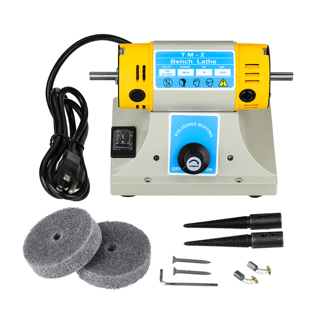 US/EU 350W Adjustable Speed Mini Polishing Machine for Dental Jewelry Motor Lathe Bench Grinder Kit - MRSLM