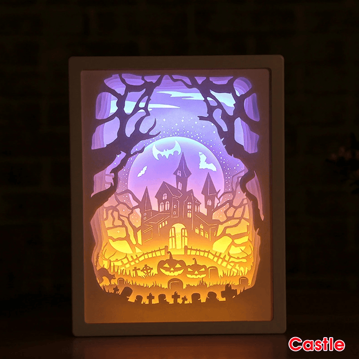 Christmas LED Carving Night Light 3D Shadow Paper Sculptures Lamp Lamp LED Gift Home Desk Decorations - MRSLM