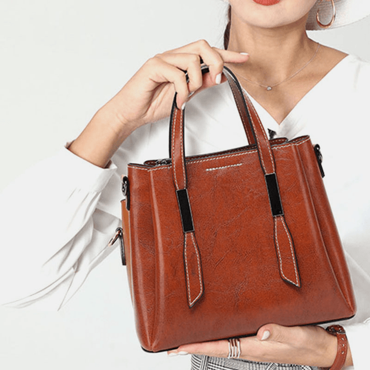 Women Casual Faxu Leather Handbag Shoulder Bag - MRSLM