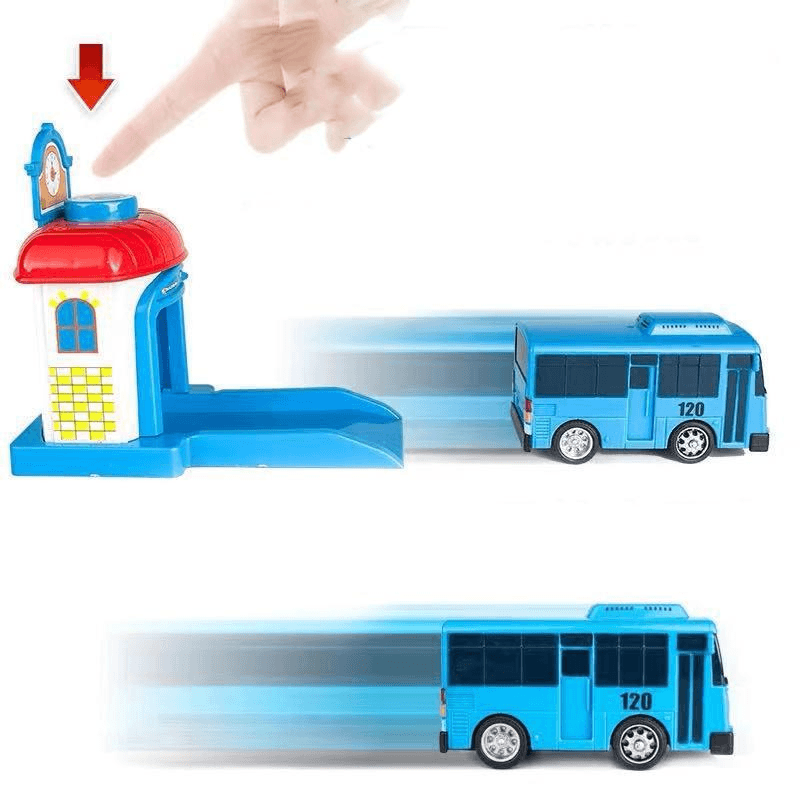 Cartoon Little Bus Pull Back Ejection Toy - MRSLM