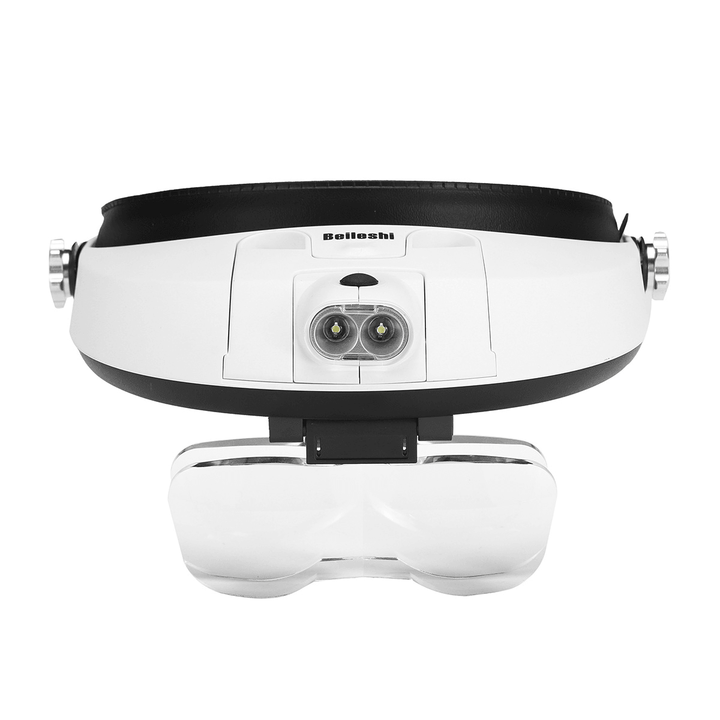 Head-Mounted Magnifying Glass Headband Loupe LED Lamp Light Jeweler Magnifier - MRSLM