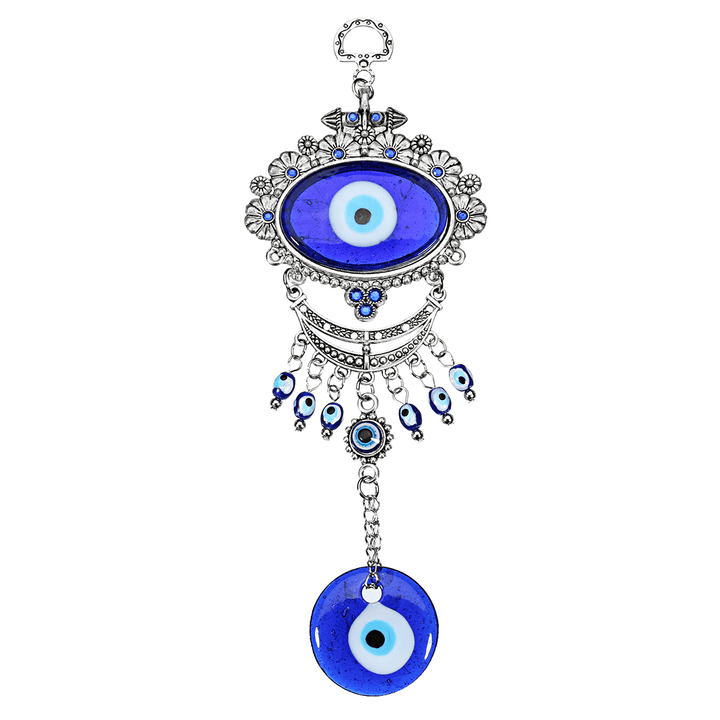 Turkish Oval Blue Evil Eye Amulet Wall Hanging Car Decor Blessing Protector Decorations - MRSLM