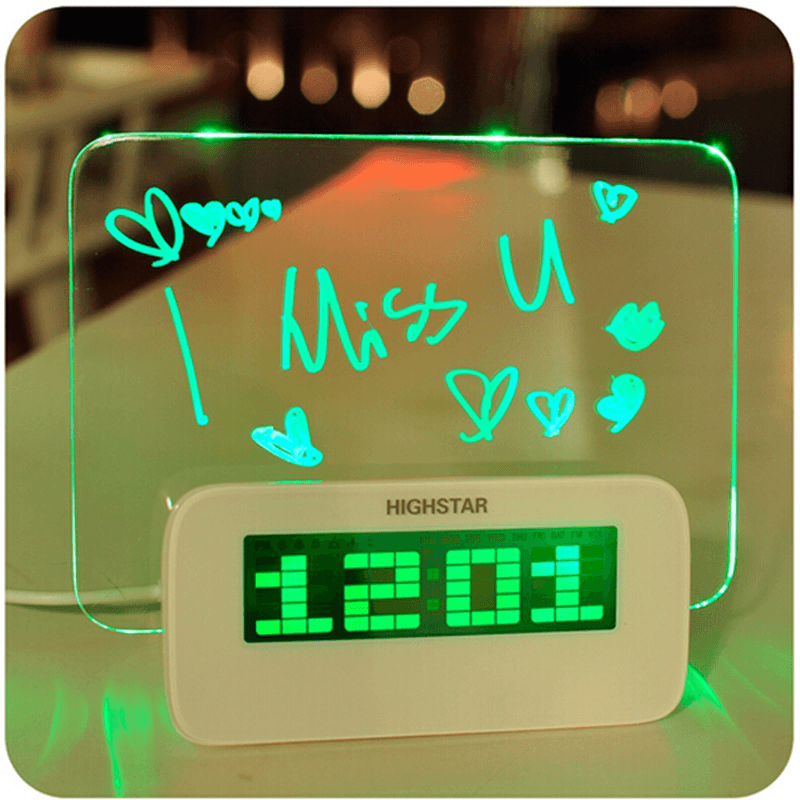 HIGHSTAR Model B Fluorescent Message Board Alarm Clock Memo Calendar Thermometer Light - MRSLM