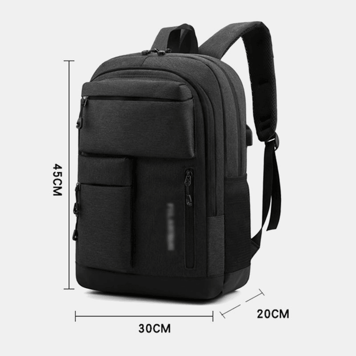 Men Oxford Multi-Pocket Large Capacity USB Charging Backpack Casual Wild Waterproof School Bag - MRSLM