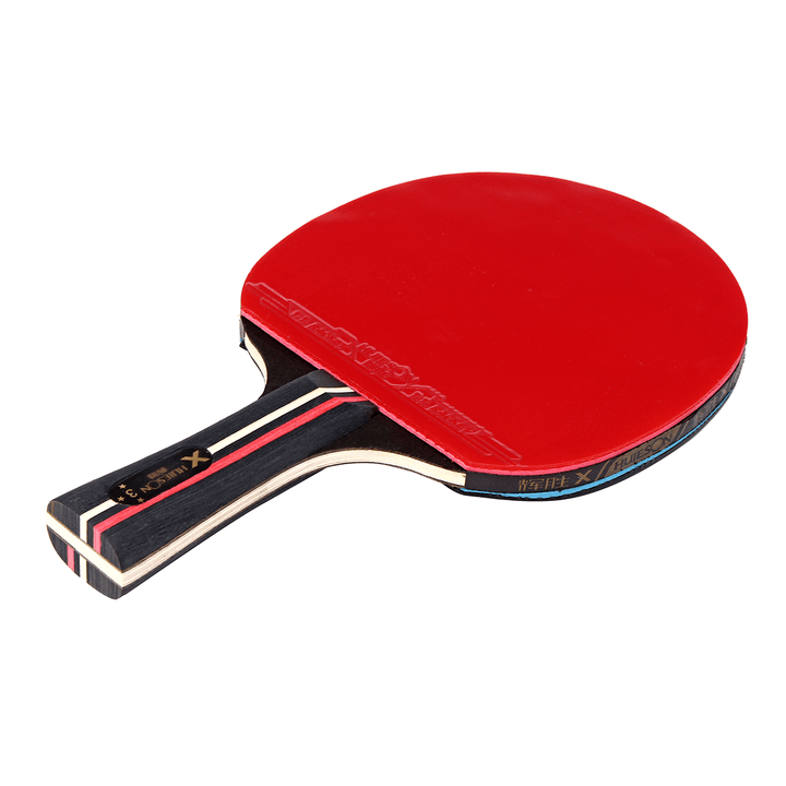 1 Pair Table Tennis Racket Wood Rubber Long/Short Handle Paddle Outdoor Sport Training Ping Pong Paddle Bat with 3 Balls - MRSLM