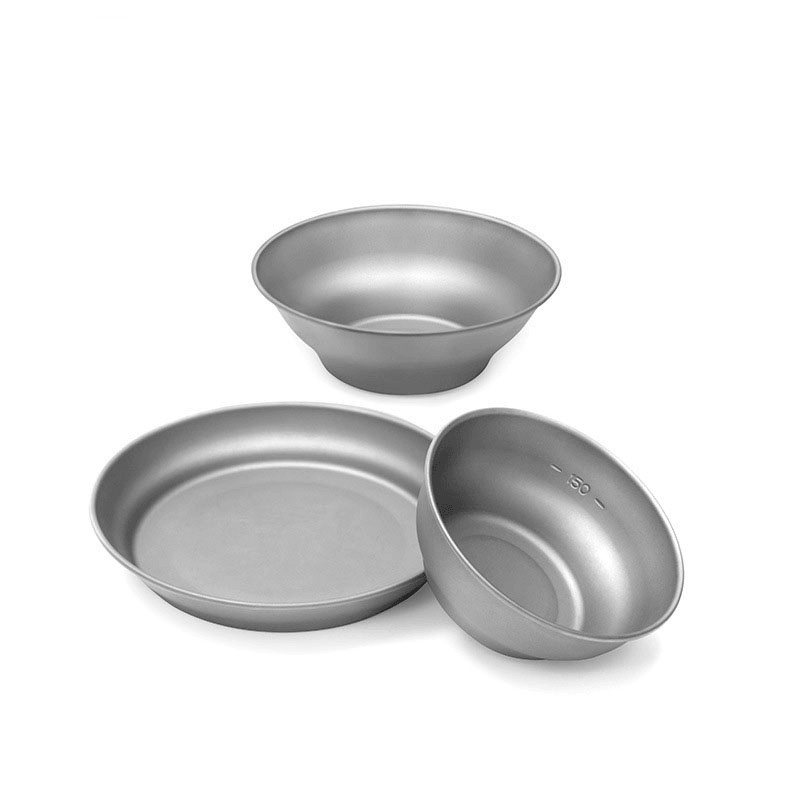 Naturehike 1 Piece Titanium Tableware Bowl Dish Plate Multi Size Outdoor Picnic BBQ Cooking Equipment - MRSLM