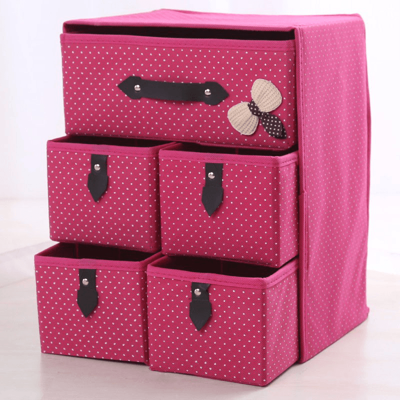 Three Layer Storage Box Five Drawer Non-Woven Underwear Cosmetic Makeup Sundries Organizer - MRSLM