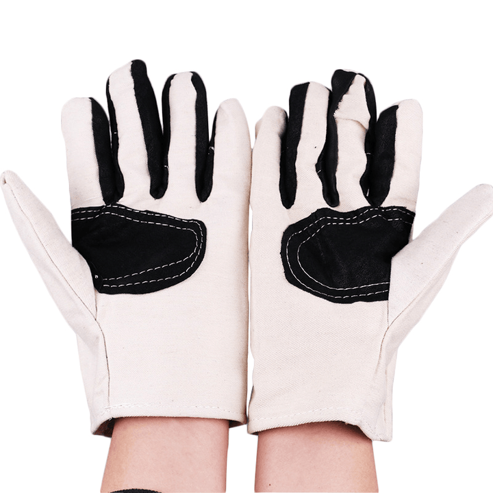 KALOAD 1 Pair Double Layer Thicken Canvas Work Welding Gloves Wearproof Non-Slip Security Labor Protection Gloves - MRSLM