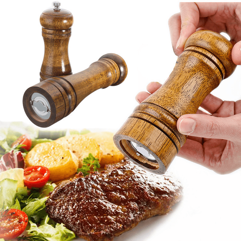 Spice Herb Pepper Grinder Wooden Cruet Mill Condiment Grinding Salt Smashing Tools - MRSLM