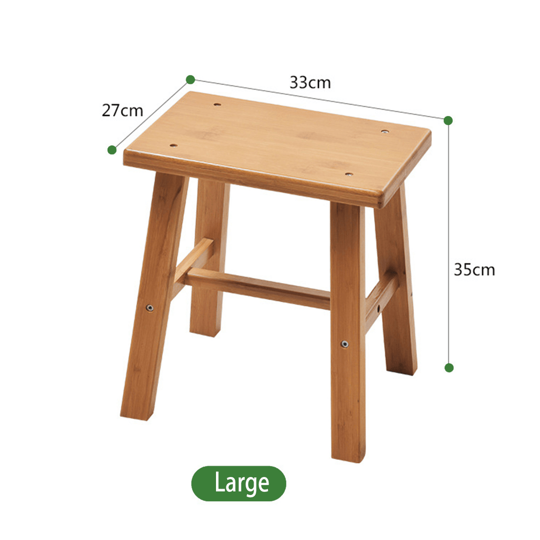 Solid Wood Square Stool Small Children Chair Square Bamboo Stool for Home Living Room Bedroom - MRSLM