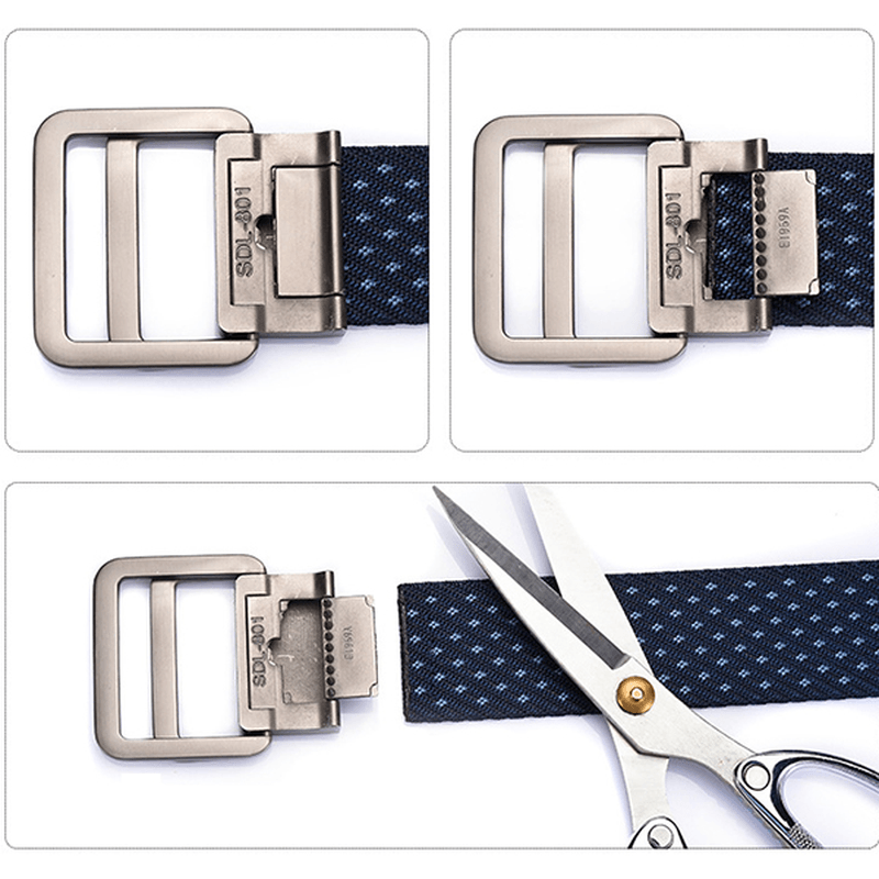 125CM Mens Double Ring Alloy Buckle Belt Outdoor Canvas Military Tactical Jeans Strip - MRSLM