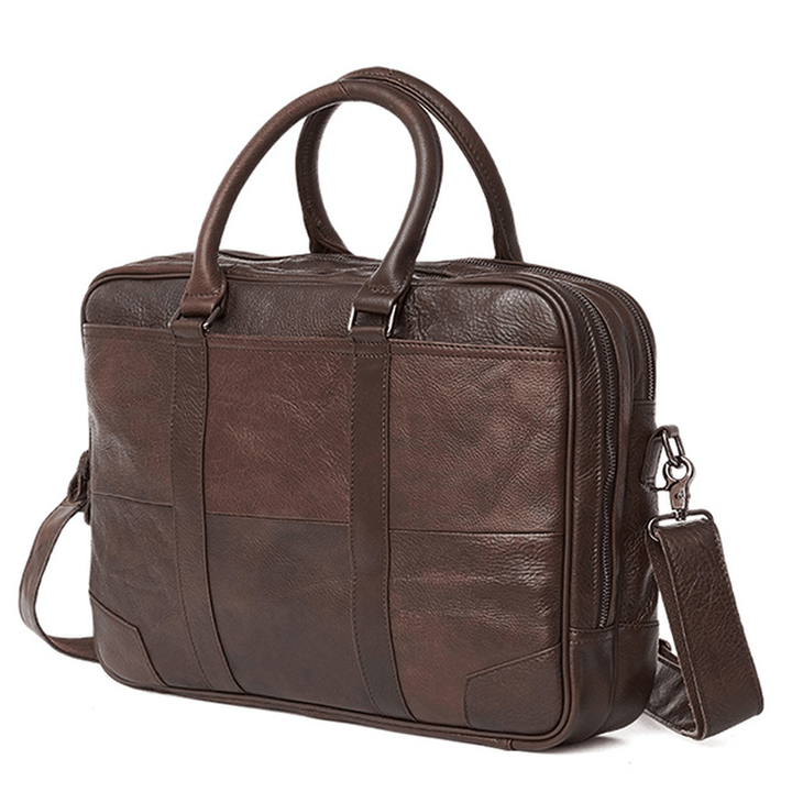 Genuine Leather Business Laptop Bag Briefcase Crossbody Bag - MRSLM