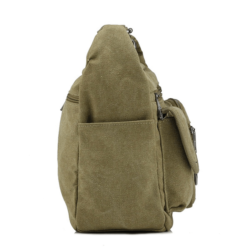 Large Capacity Men Casual Canvas Shoulder Messenger Bag Travel Crossbody Bag - MRSLM