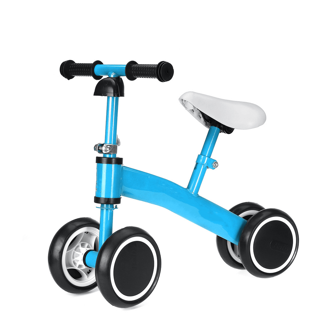 Baby Balance Bike 4 Wheels No Pedal Design Bicycle with Adjustable Seat Height Kids Training Walking Tricycle for 1-3 Years Old - MRSLM