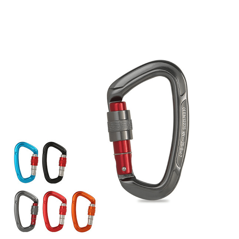 XINDA 25KN Climbing Carabiner Safety Master Screw Lock D Shaped Buckle for Outdoor Hiking Adult/Teenager - MRSLM