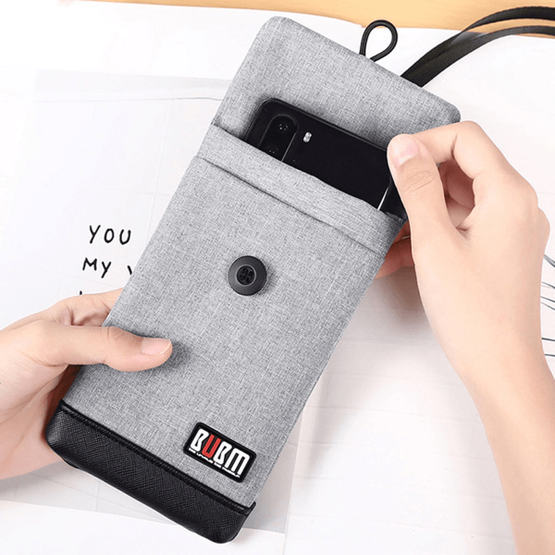 BUBM 4.7/6Inch Phone Bag Velvet Soft Power Bank Storage Bag USB Cable Handbag Portable Travel - MRSLM