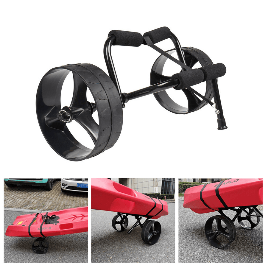 Folding Kayak Cart Universal Portable Kayak Boat Carrier Tote Trolley Load 150Lb Swimming Camping Beach - MRSLM