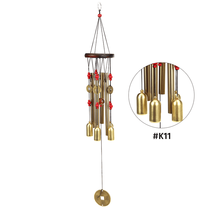 Solid Wood Bronze Wind Chimes Hanging Ornament Yard Garden Decor Gift - MRSLM