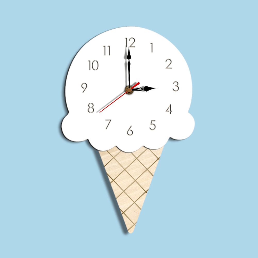 Home Cartoon Creative Wall Clock Living Room Acrylic Ice Cream Children'S Clock - MRSLM