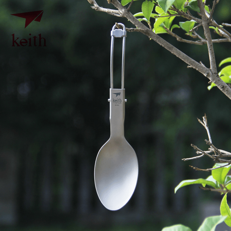 Keith Ti5315 Folding Titanium Spoon Ultralight 16G Outdoor Camping Travelling Foldable Tableware - MRSLM