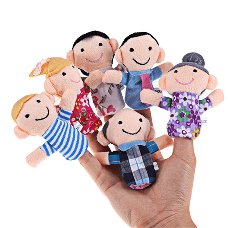 6 Pcs/Lot Stuffed Plush Toy Family Finger Puppets Set Boys Girls Educational Hand Toy Bedtime Story - MRSLM