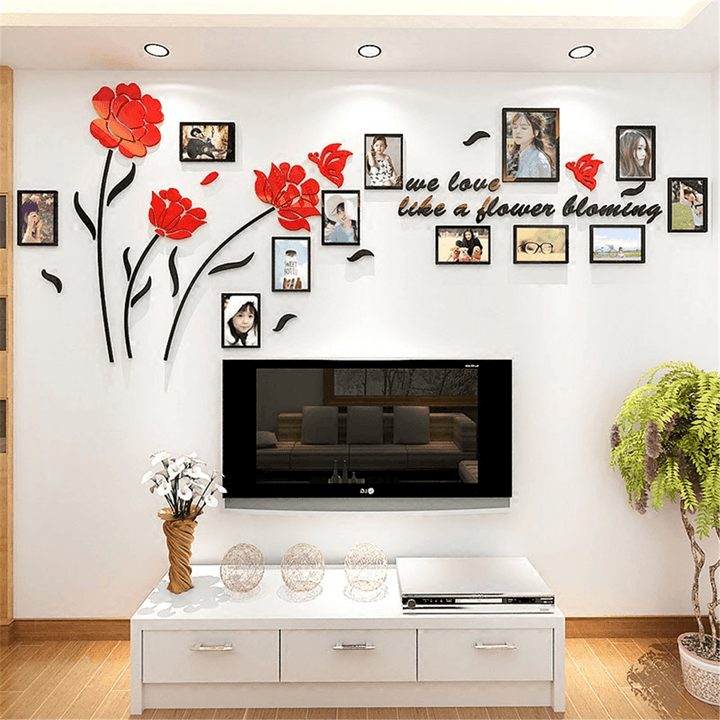 3D Acrylic Family Photo Picture Frame Wall Sticker Art Background Home Decor - MRSLM