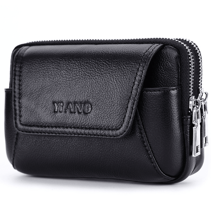 Men Genuine Leather Waist Bag Phone Bag for Outdoor Travel Daily - MRSLM