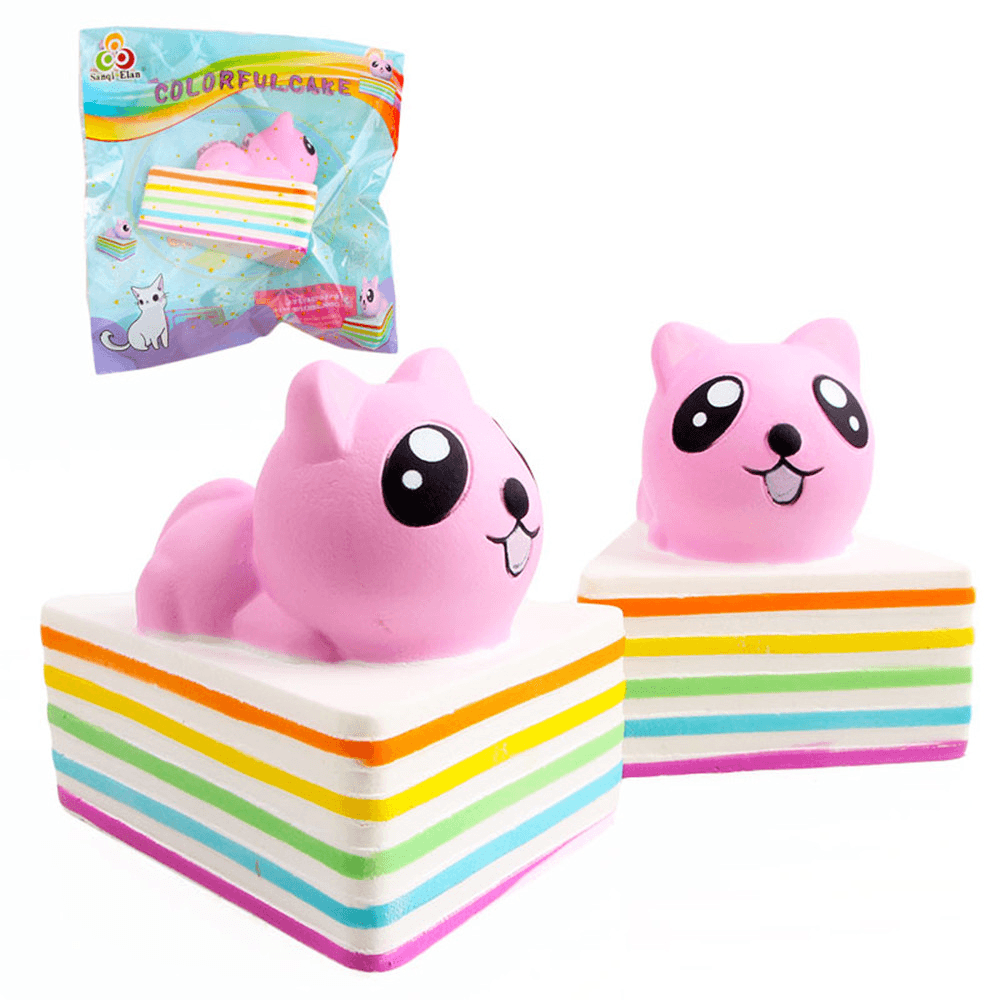 Sanqi Elan Triangle Rainbow Cat Squishy 13*10*10.5CM Licensed Slow Rising with Packaging Collection Gift - MRSLM