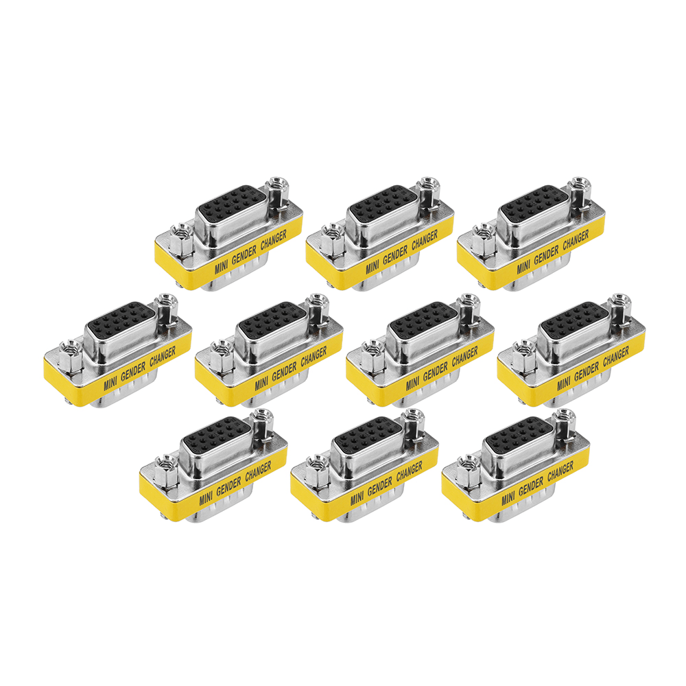 10Pcs DB15 Mini Gender Changer Adapter Female to Male Plug Adapter Connecters - MRSLM