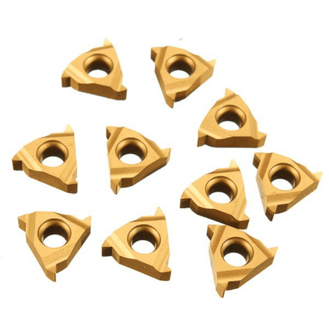 10Pcs 11IRA60 External Thread Carbide Inserts Golden Blades Cutter for CNC Machine External Turning Tool Lathe Cutter - MRSLM