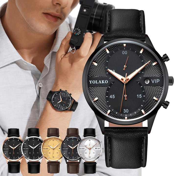 Fashion Casual Business Alloy PU Leather Simple Belt Quartz Watch for Men - MRSLM