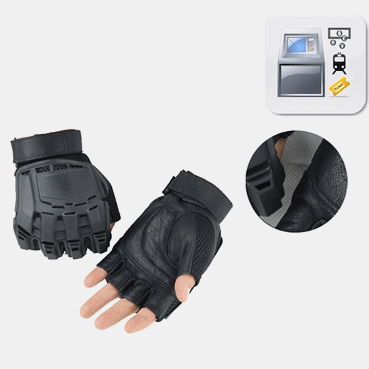 Outdoor Tactical Gloves Motorcycle Riding Sports Mountaineering Half-Finger Gloves Male Field Fitness Bike Gloves - MRSLM