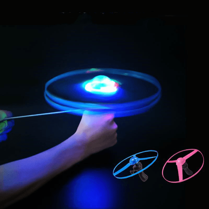 Children'S Luminous Pull String Flying Saucer Toy Flying to Fairy Luminous UFO Large Flying Disk Aircraft - MRSLM