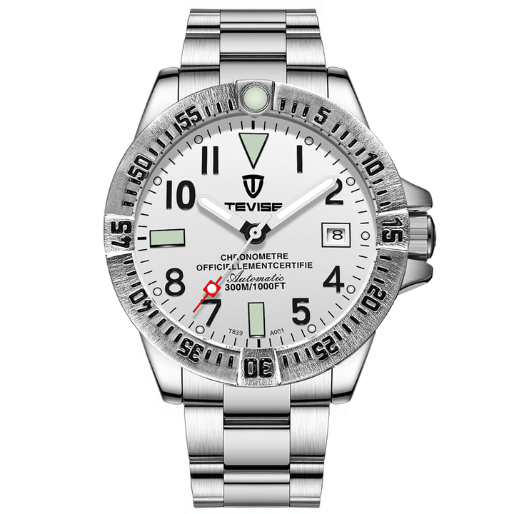 TEVISE T839A Fashion Men Watch 3ATM Waterproof Luminous Date Display Stainless Steel Strap Mechanical Watch - MRSLM