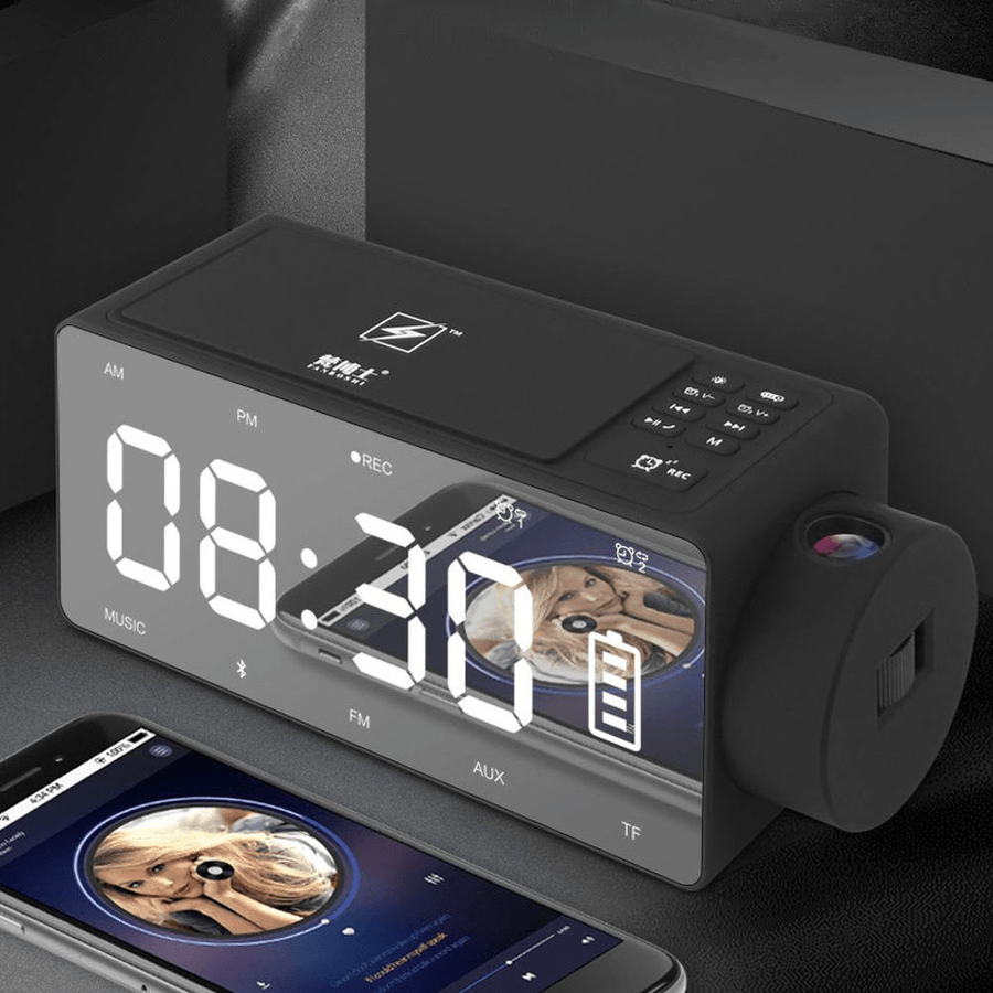 S91S Multifunctional Bluetooth Speaker Phone Wireless Charger DIY Alarm Clock Music Record FM Radio - MRSLM