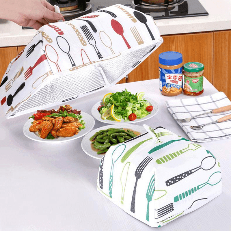 Aluminum Foil Food Cover Foldable Heat Preservation Insulation Vegetable Dishes Table Dust Cover Kitchen Gadgets - MRSLM