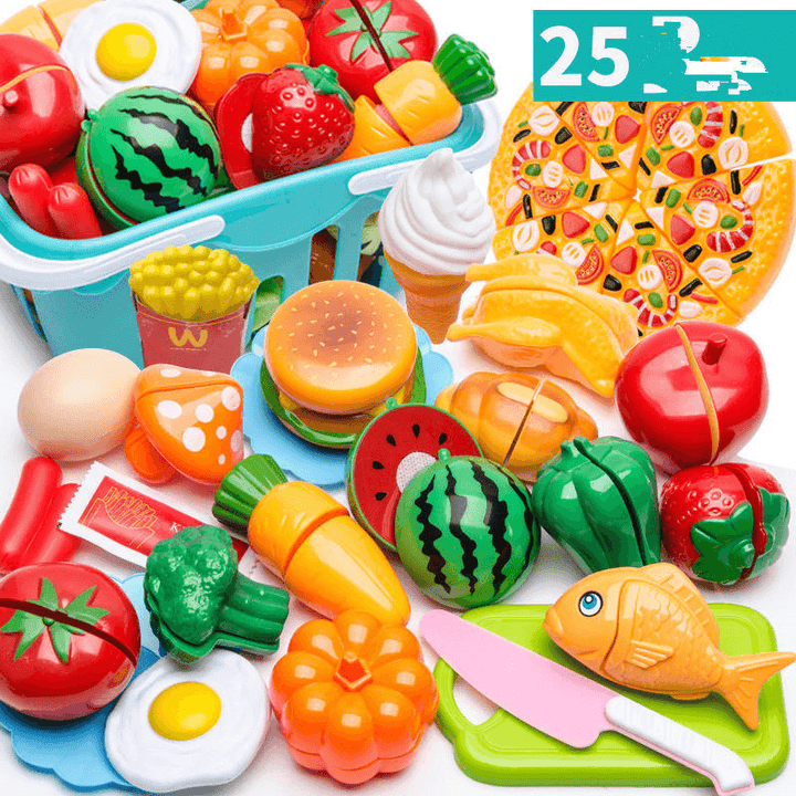 Children'S Cut Fruit and Vegetable Cake Pizza Cut Happy House Boys and Girls Kitchen Table Toy Set - MRSLM